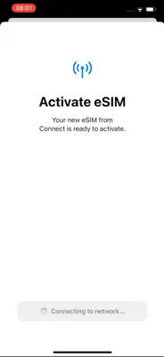 Screenshot of the 'Done' button after eSIM activation is complete.