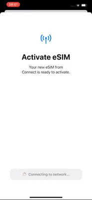 Screenshot of the 'Done' button after eSIM activation is complete.